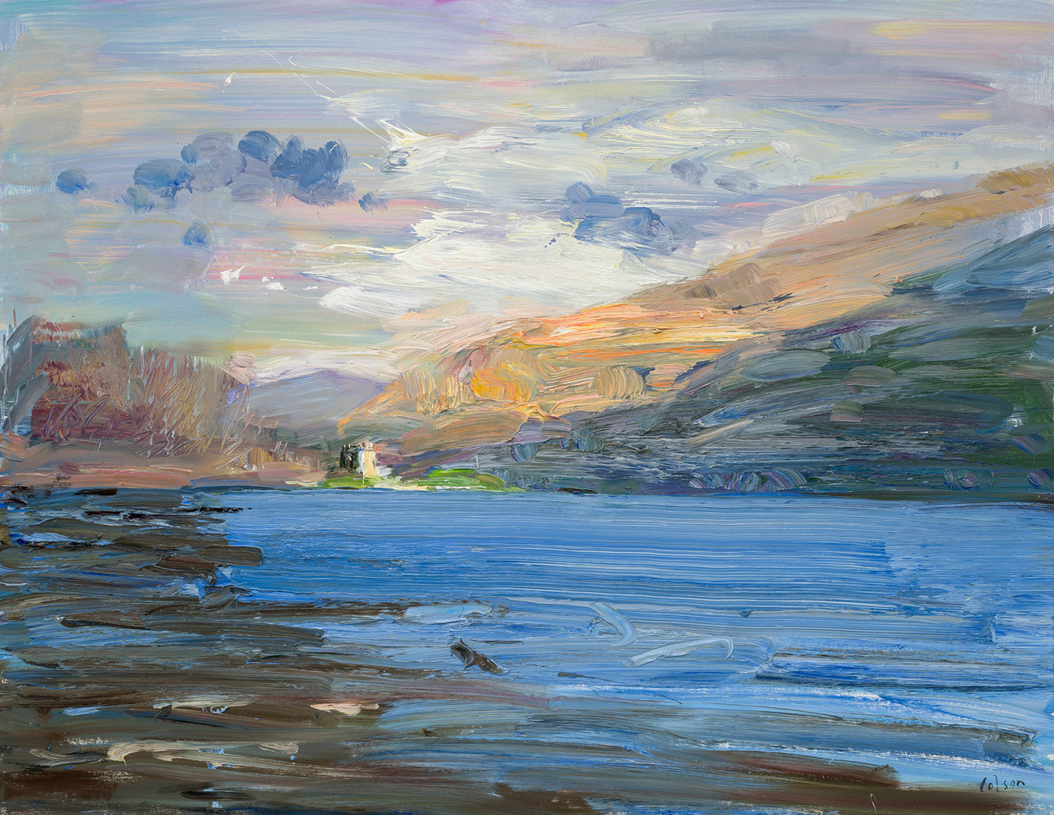 Oil painting by Richard Colson of Dunderave Castle, Loch Fyne